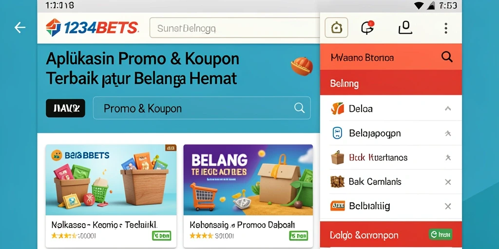Antarmuka aplikasi 1234BETS dengan berbagai promo menarik.
