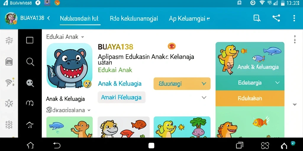 Antarmuka aplikasi BUAYA138 yang menarik dan edukatif untuk anak.