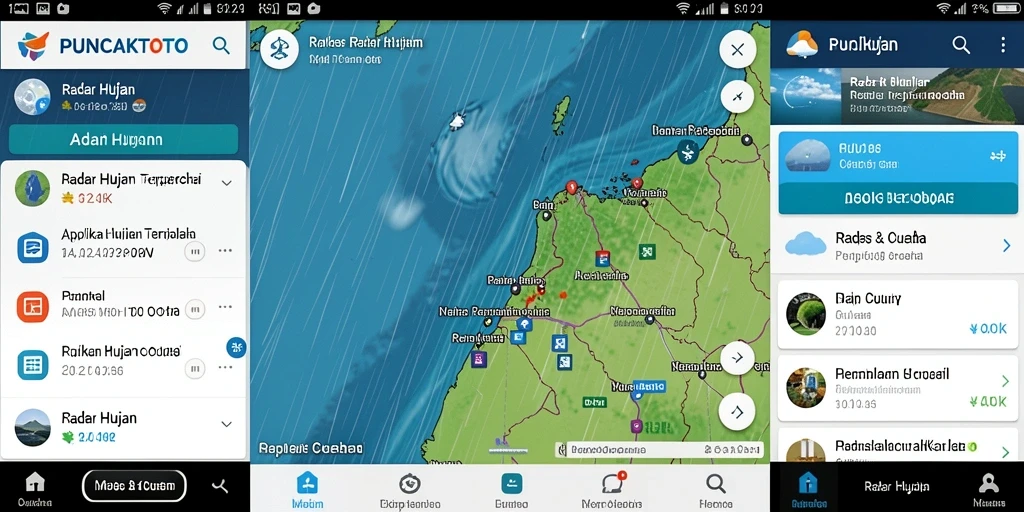 Tampilan antarmuka utama PUNCAKTOTO yang menunjukkan kondisi radar hujan.