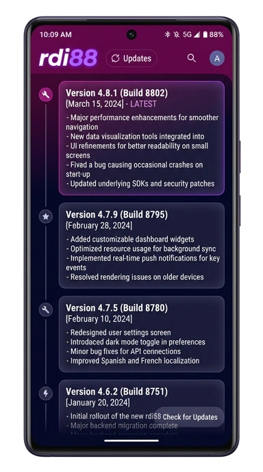 Riwayat Versi Aplikasi rdi88 untuk Pengguna Android